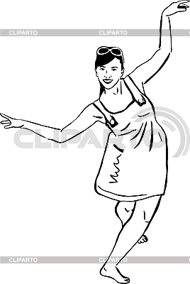 De niña descalza en el vestido blanco | Ilustración vectorial de stock |ID 3080802
