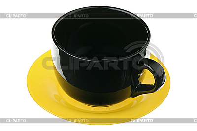 Schwarze Tasse auf einem gelben Teller | Foto mit hoher Auflösung |ID 3179699