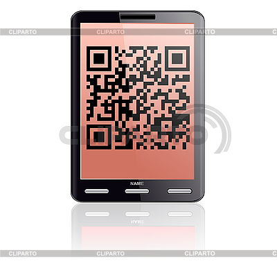 Tablet PC con código QR. | Ilustración vectorial de stock |ID 3108630
