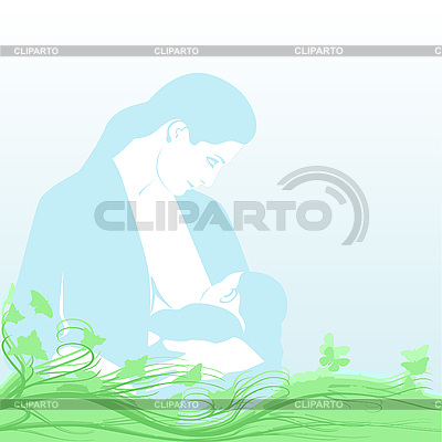 Una mujer con niño | Ilustración vectorial de stock |ID 3184734