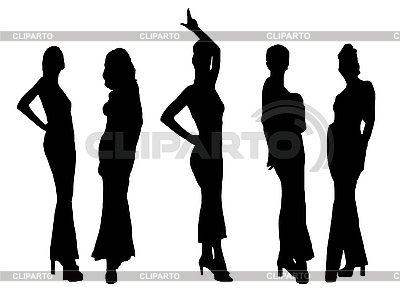 Silhouettes of girls | High resolution stock illustration |ID 3099621