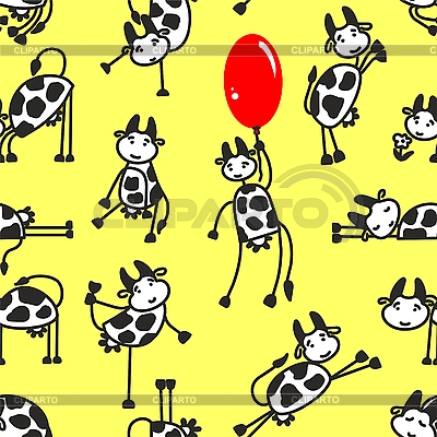 Patrón inconsútil con la vaca divertida | Ilustración vectorial de stock |ID 3093458
