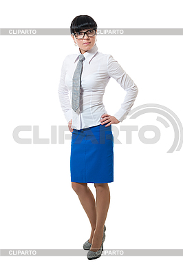 Mujer de belleza en la camisa blanca y la falda azul | Foto de alta resolución |ID 3171147