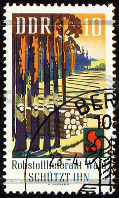 Poststempel gewidmet Waldschutz | Illustration mit hoher Auflösung |ID 3166326