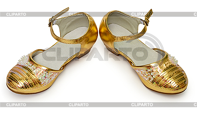 Elegante goldene Schuhe für Mädchen | Foto mit hoher Auflösung |ID 3145002