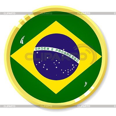 Botón con la bandera de Brasil | Ilustración vectorial de stock |ID 3301934