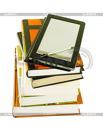 Pila de libros y de lectores de libros electrónicos | Foto de alta resolución |ID 3162805