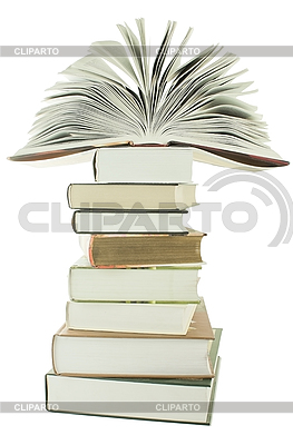 Offenes Buch auf dem Stapel der Bücher | Foto mit hoher Auflösung |ID 3162810