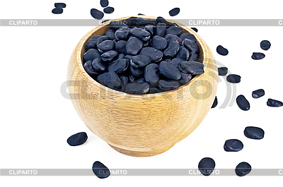 Frijoles negros en un tazón de madera | Foto de alta resolución |ID 3183221