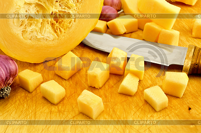 Zucchini yellow on board with garlic and knife | High resolution stock photo |ID 3234683