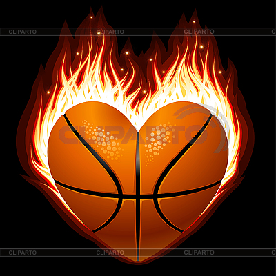 Basketball in the shape of heart in fire | Stock Vector Graphics |ID 3203712