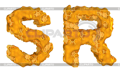 Honey font R and S letters | High resolution stock illustration |ID 3238018