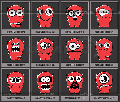 Conjunto de doce monstruos | Ilustración vectorial de stock |ID 3290019