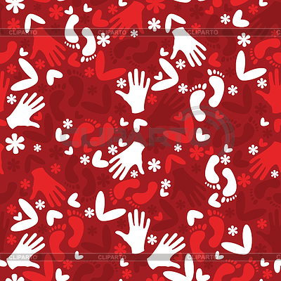 Las flores, las manos y las piernas - seamless pattern | Ilustración vectorial de stock |ID 3326563