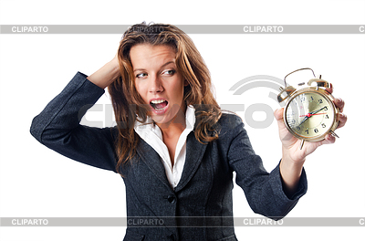 Empresaria con el reloj de alarma | Foto de alta resolución |ID 3352048