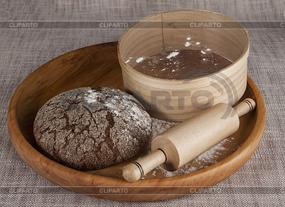 Fresh homemade bread made with sieve for flour and | High resolution stock photo |ID 5451247