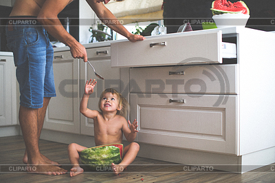Little girl eating large watermelon | High resolution stock photo |ID 5908470